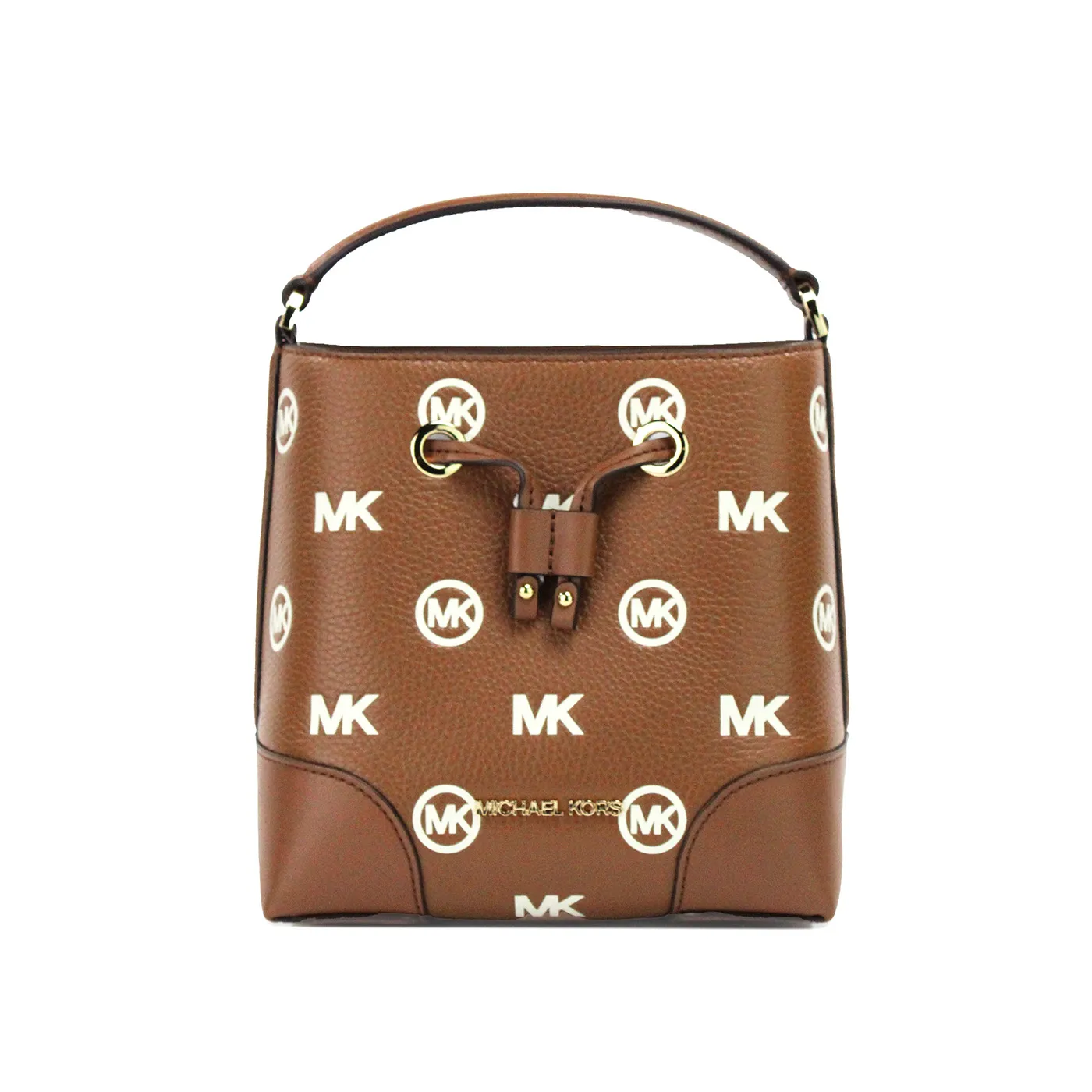 Michael Kors Women's Mercer Small Luggage Embossed Drawstring Bucket Messenger Bag