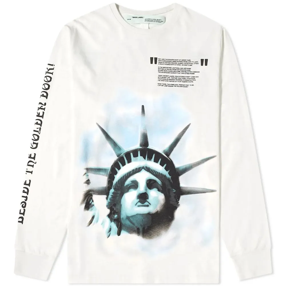 Off-White Men's Graffiti Long Sleeve Cotton Tee - Pristine White