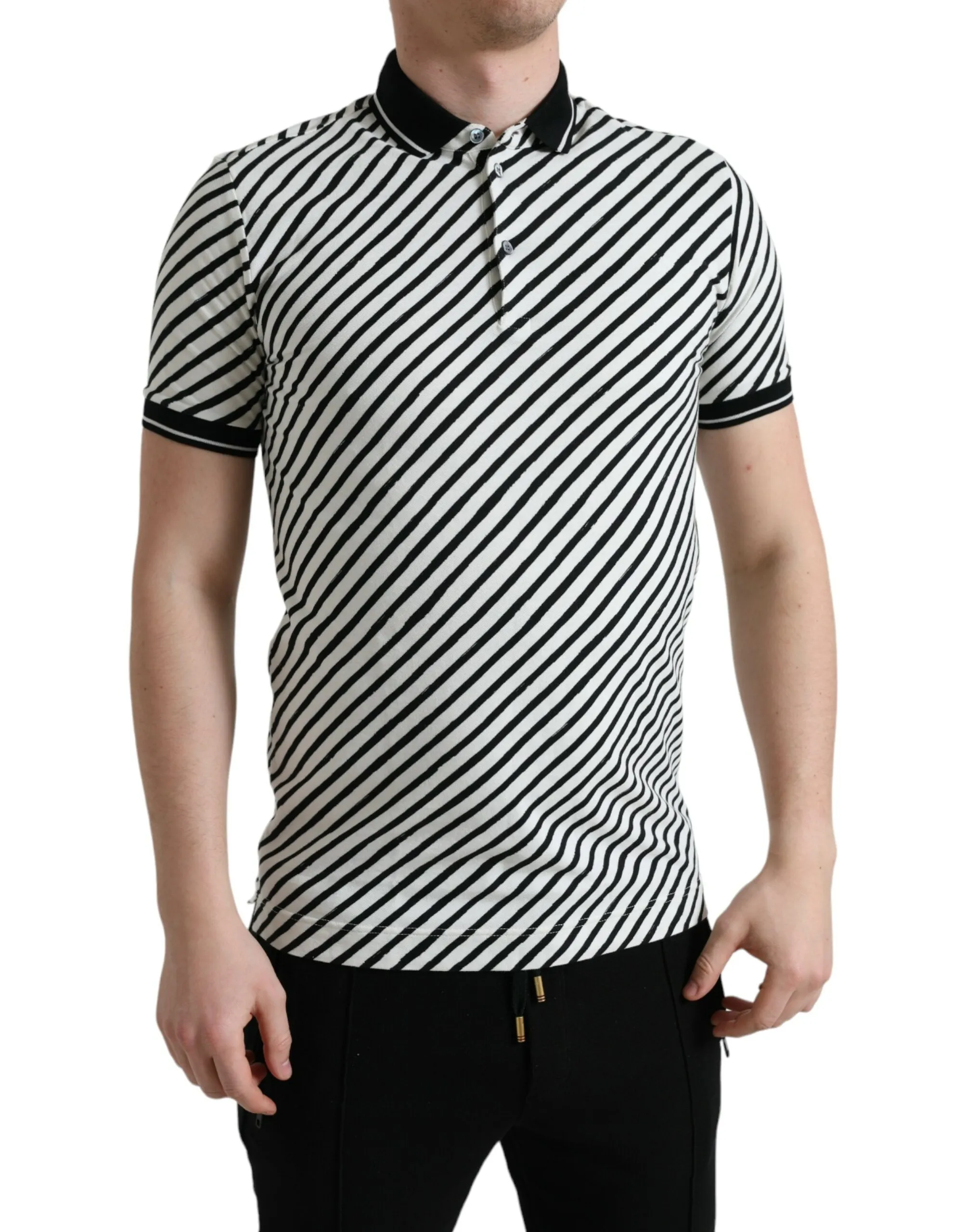 Dolce & Gabbana Men's Elegant Striped Cotton Polo Tee
