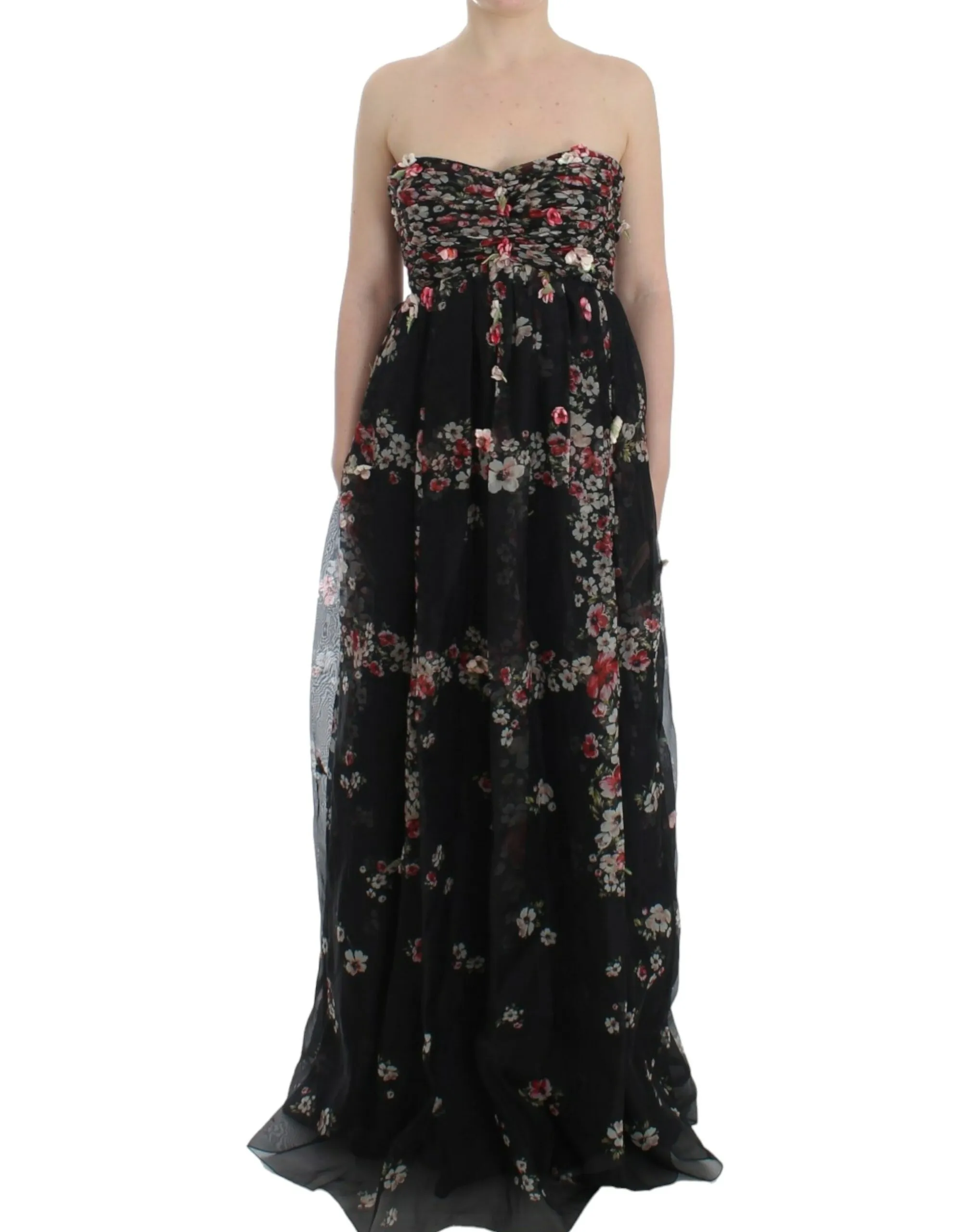 Dolce & Gabbana Women's Elegant Strapless Silk Maxi Dress