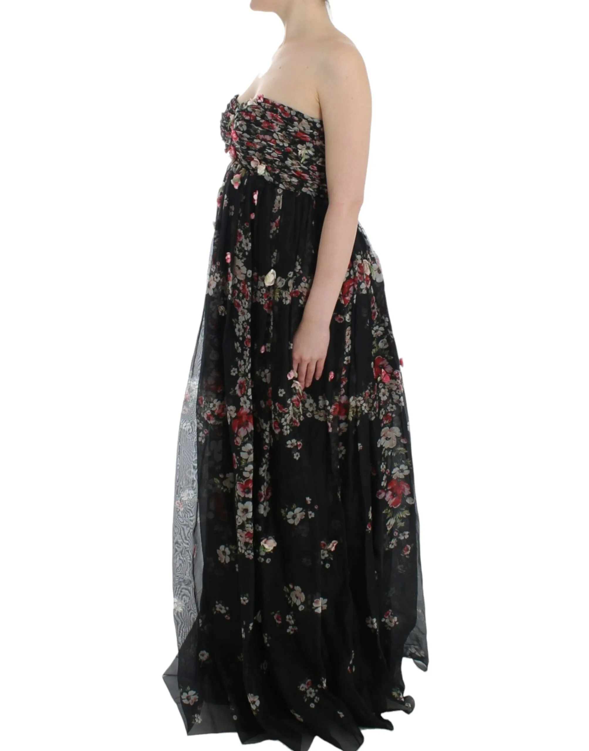 Dolce & Gabbana Women's Elegant Strapless Silk Maxi Dress