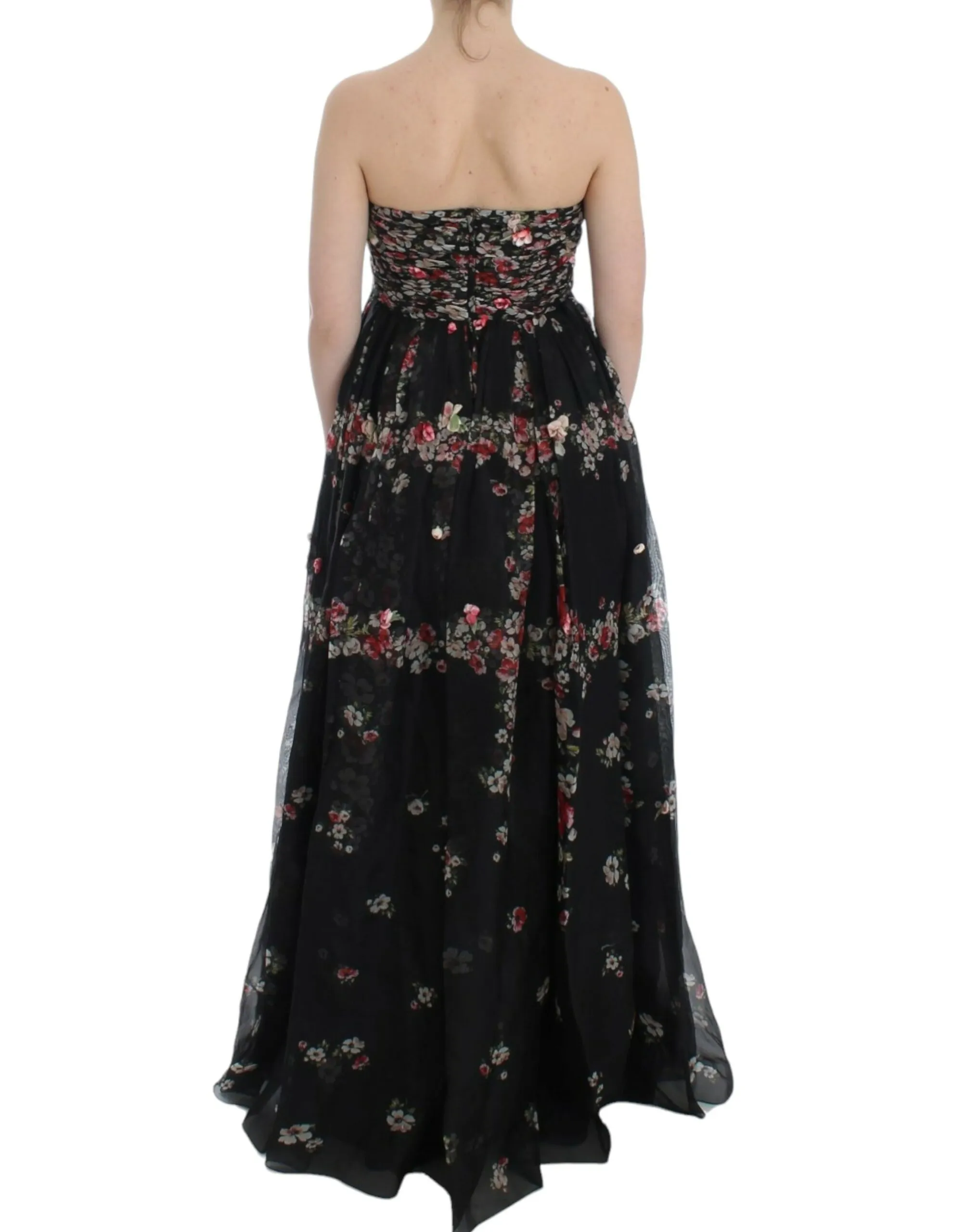 Dolce & Gabbana Women's Elegant Strapless Silk Maxi Dress