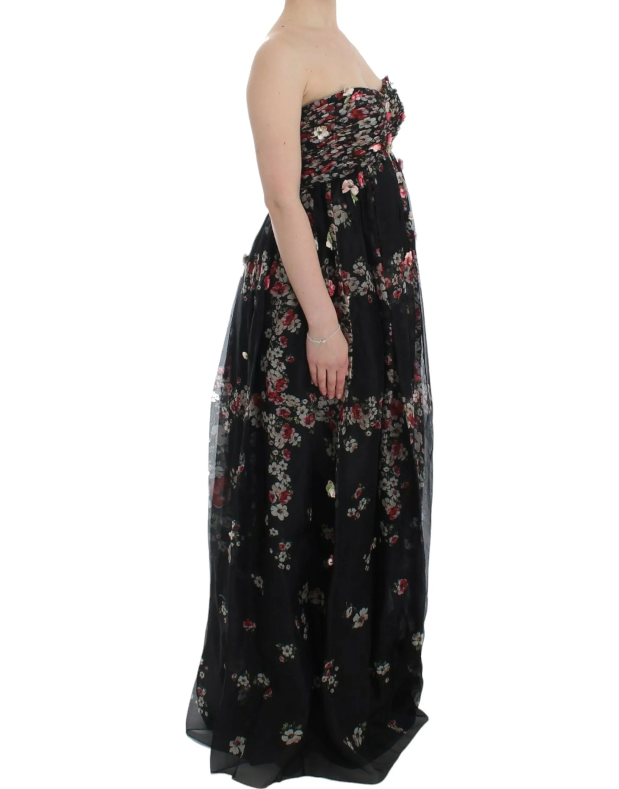 Dolce & Gabbana Women's Elegant Strapless Silk Maxi Dress
