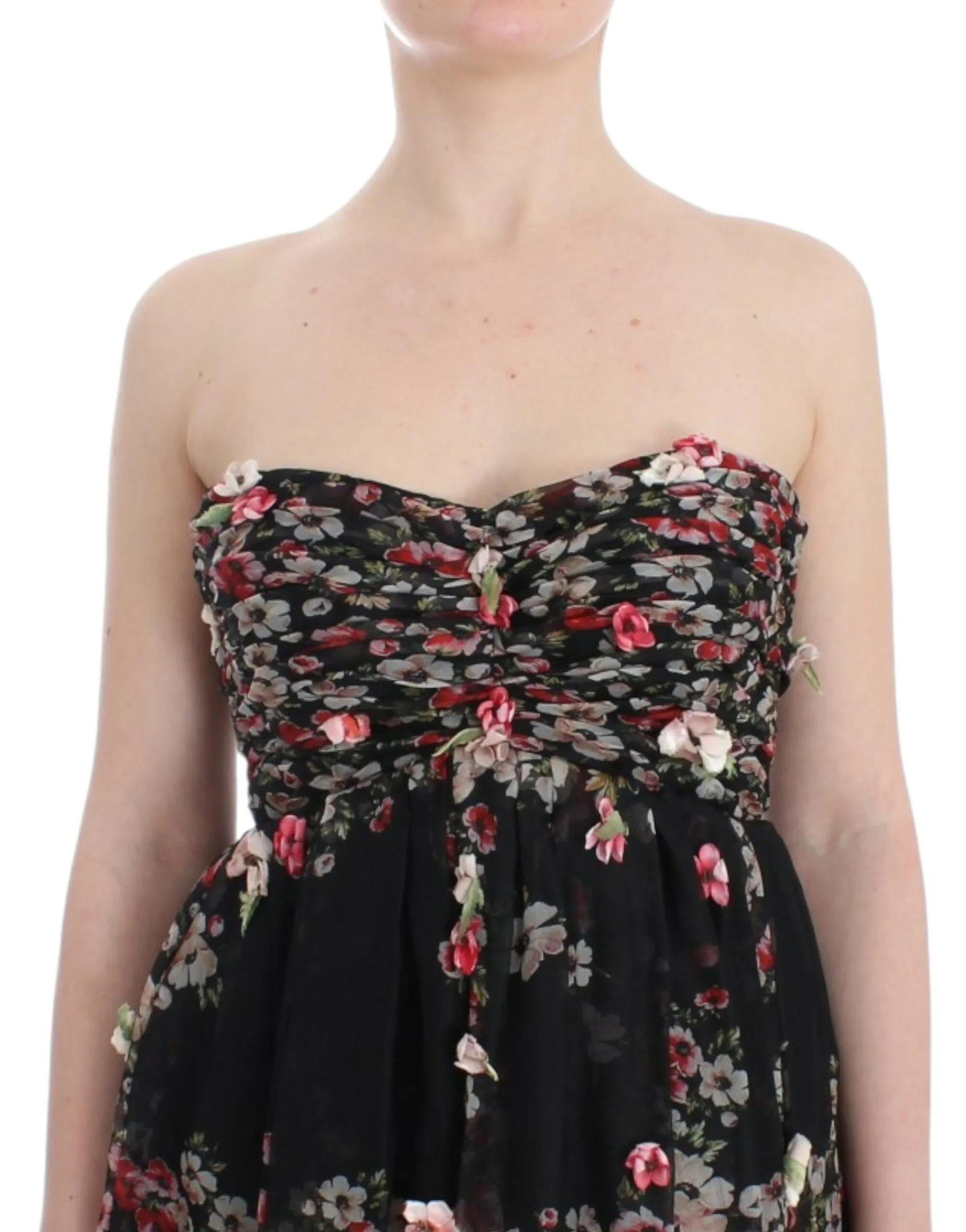 Dolce & Gabbana Women's Elegant Strapless Silk Maxi Dress