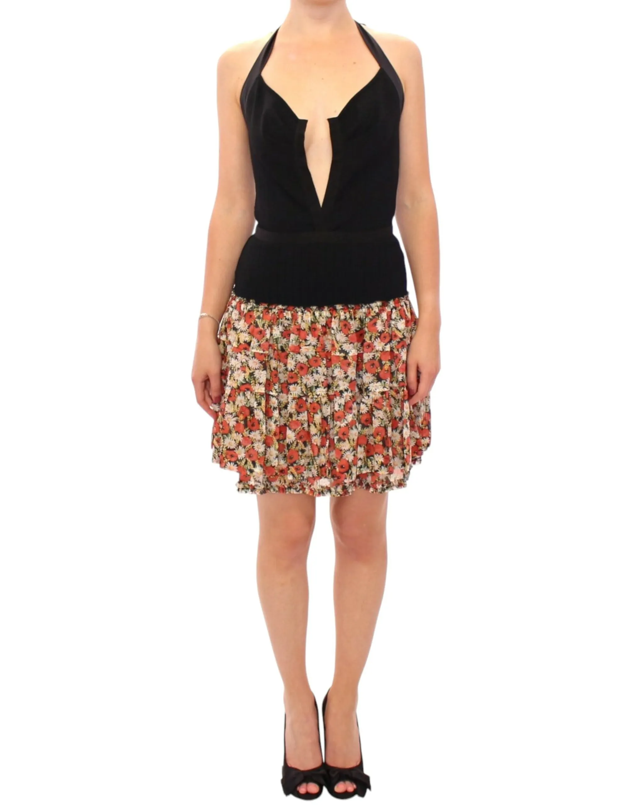 Dolce & Gabbana Women's Elegant Floral Halterneck Bubble Dress