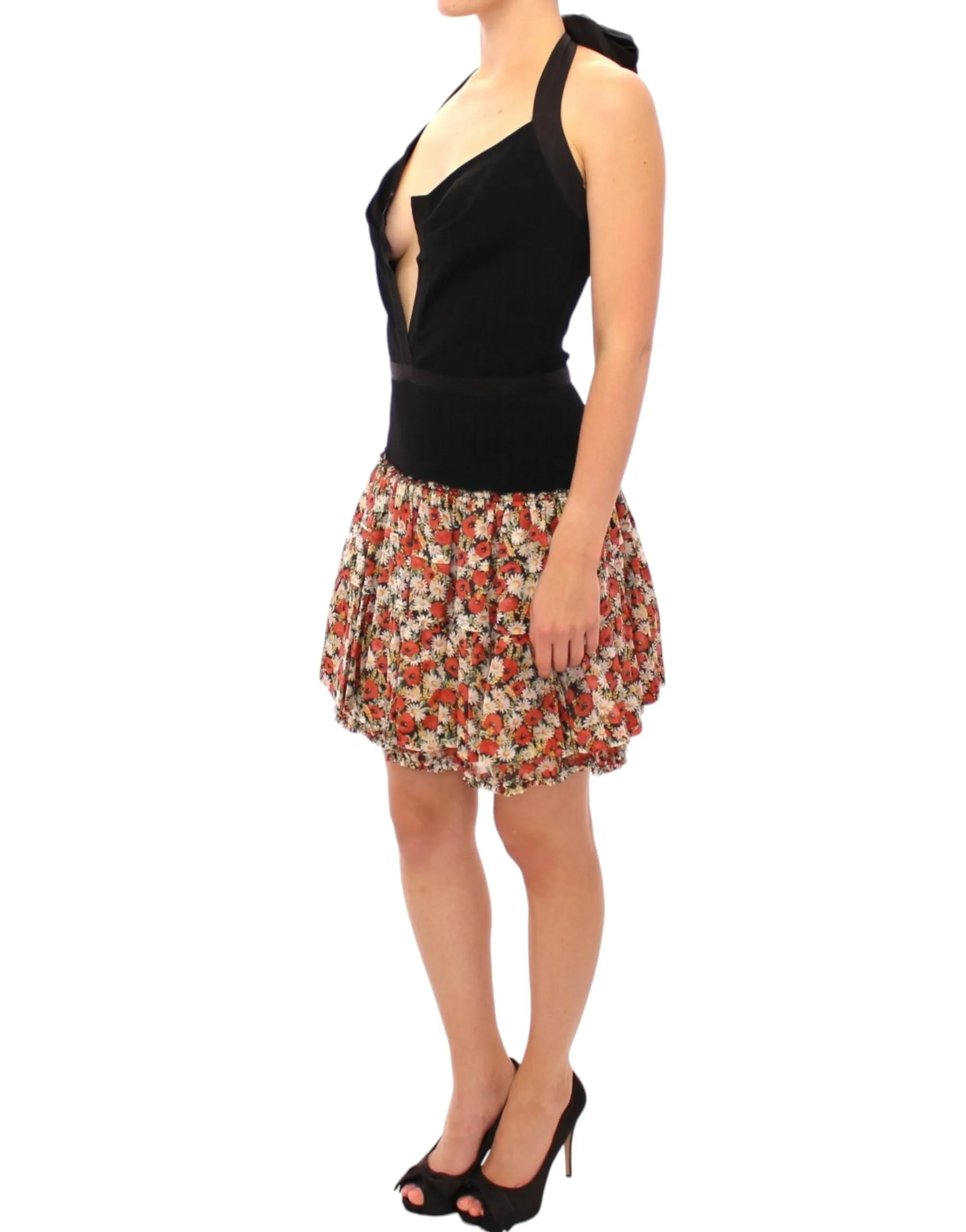 Dolce & Gabbana Women's Elegant Floral Halterneck Bubble Dress