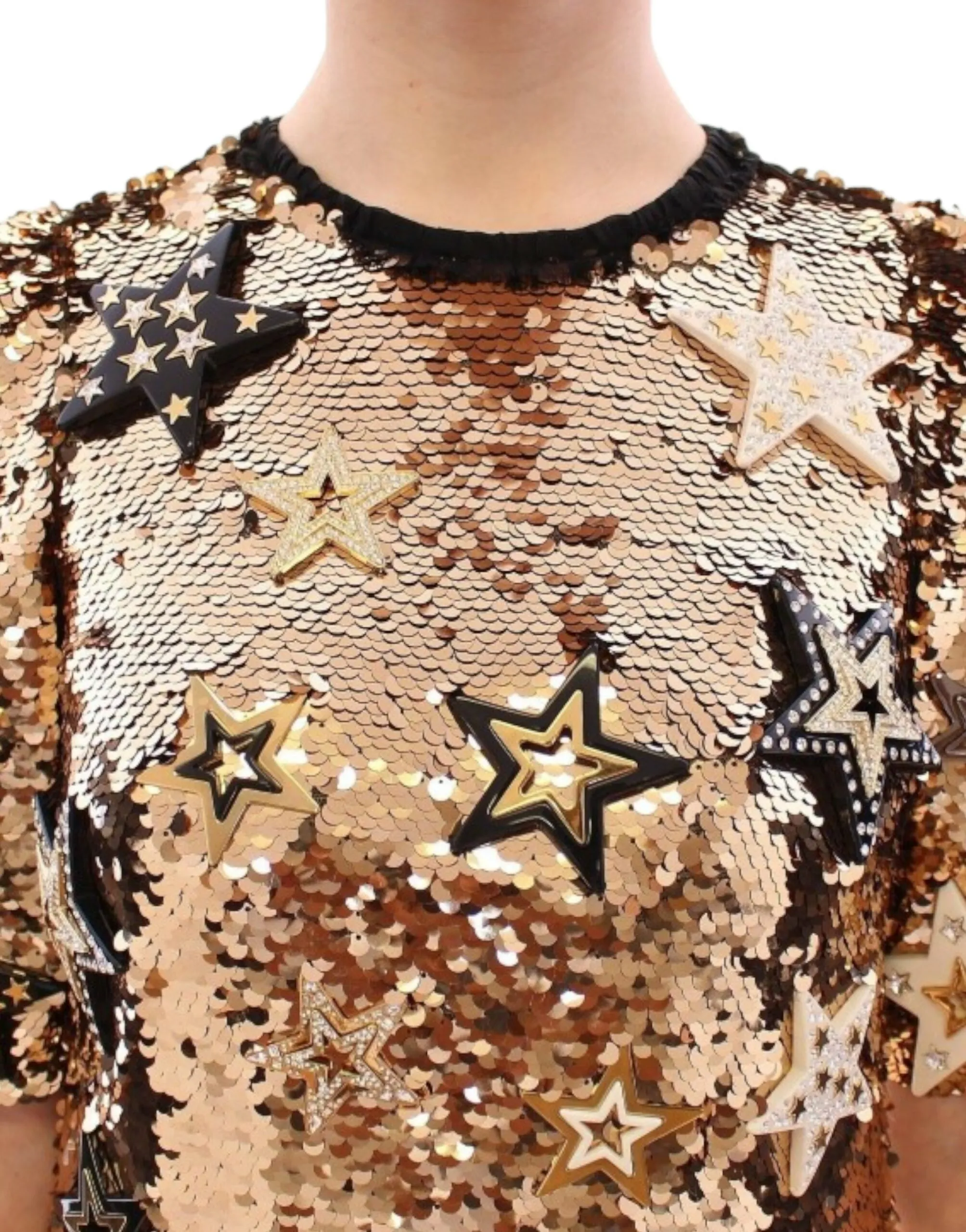 Dolce & Gabbana Women's Exquisite Gold Sequined Star Sheath Dress
