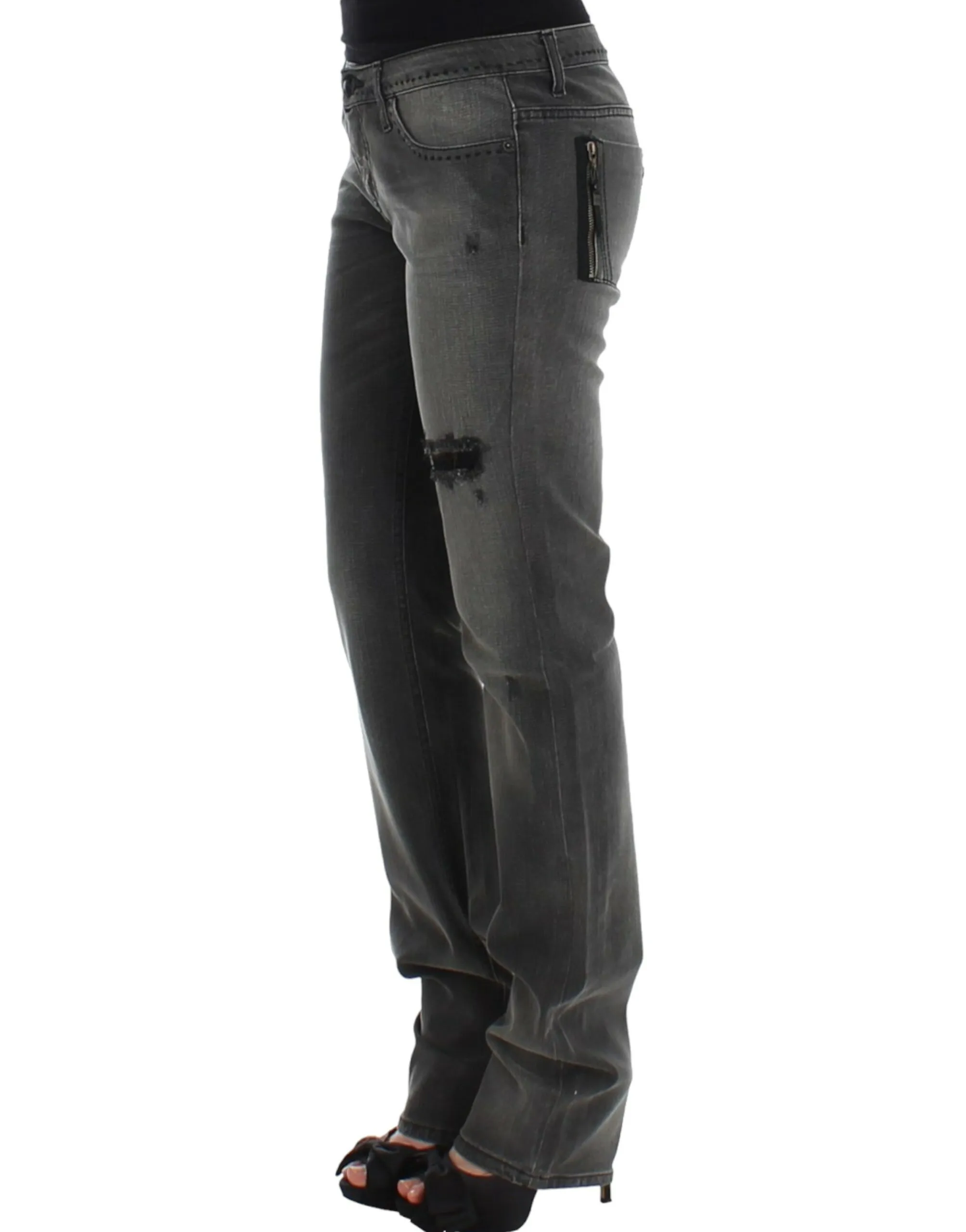 Costume National Women's Chic Gray Straight Leg Denim Delight