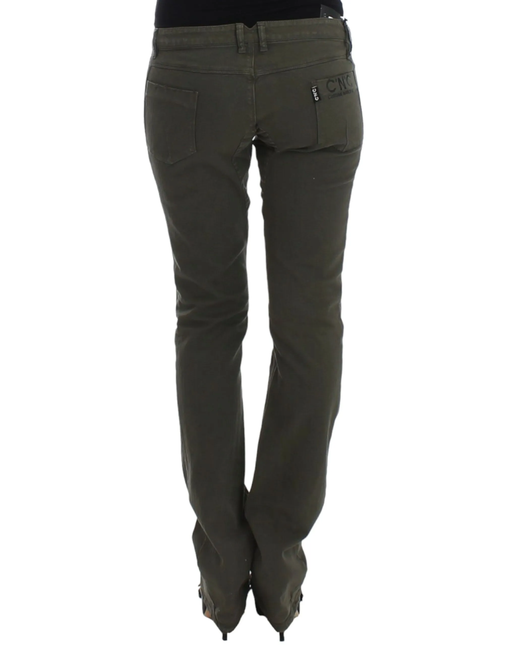 Costume National Women's Chic Green Slim Leg Designer Jeans