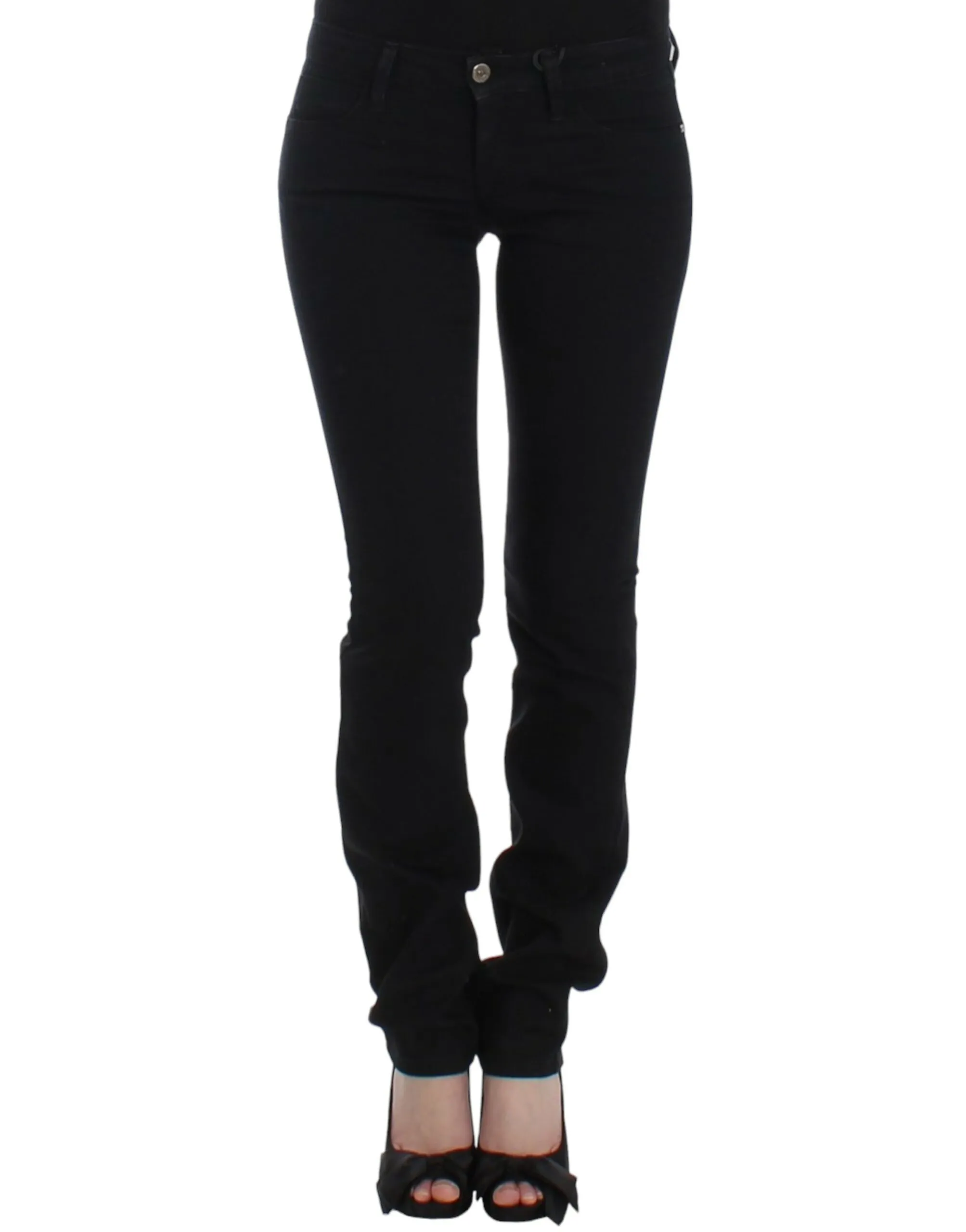Costume National Women's Elegant Black Straight Leg Jeans