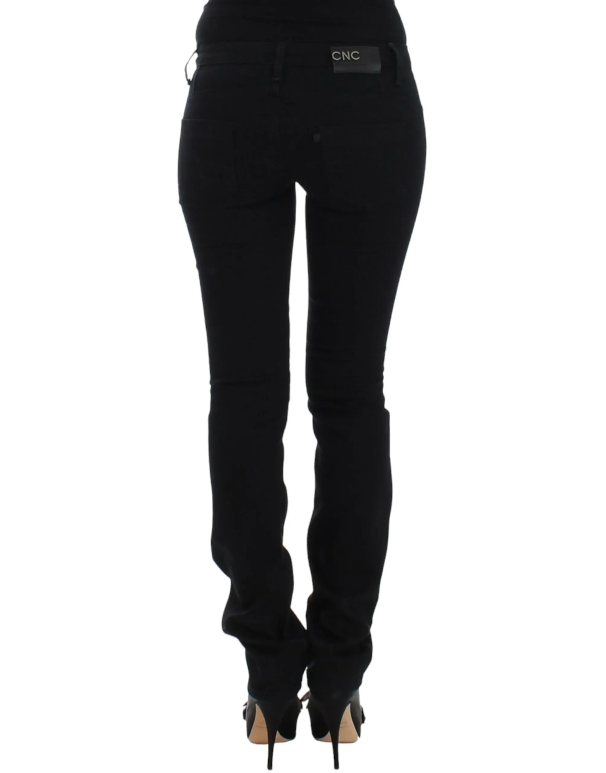Costume National Women's Elegant Black Straight Leg Jeans