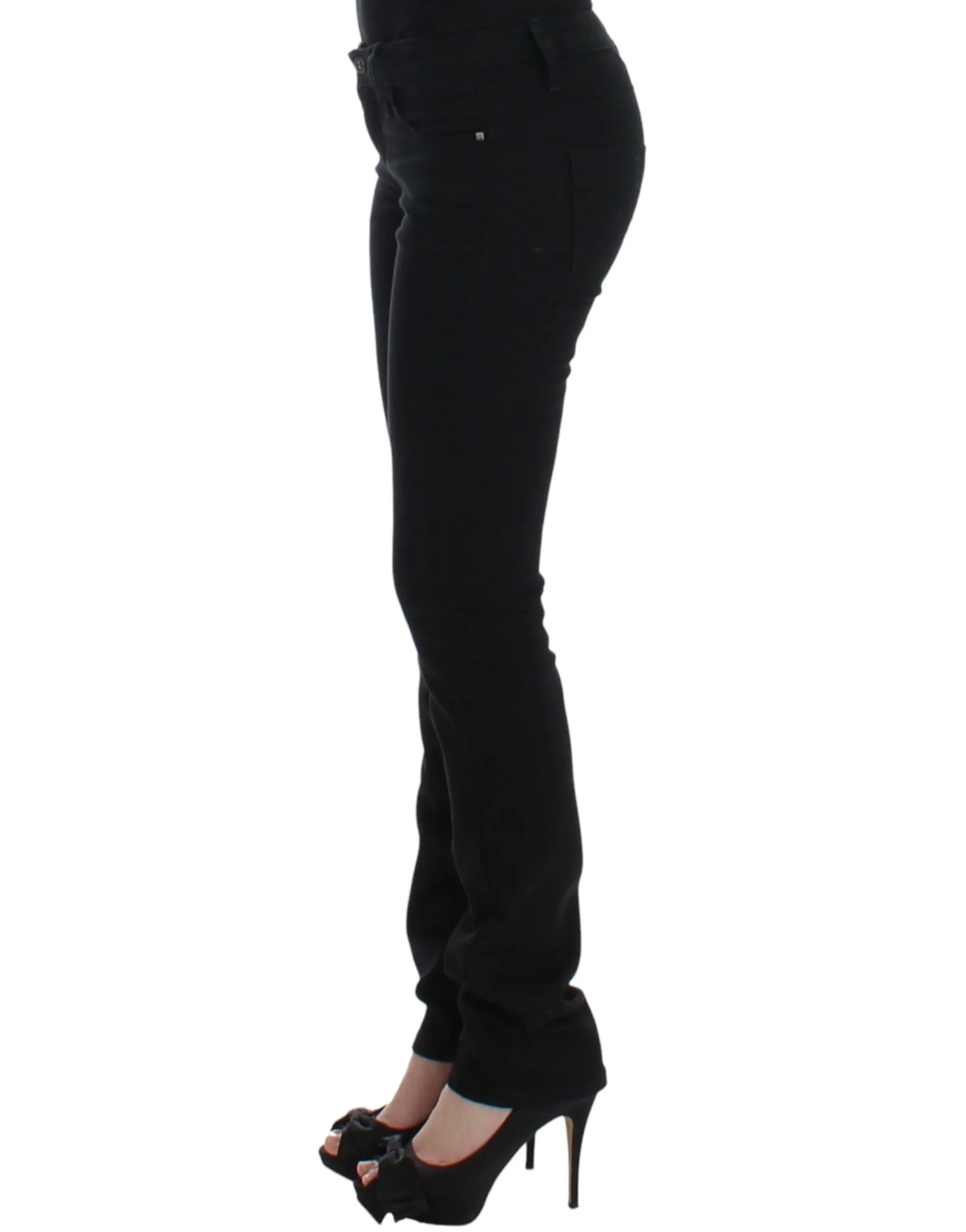 Costume National Women's Elegant Black Straight Leg Jeans