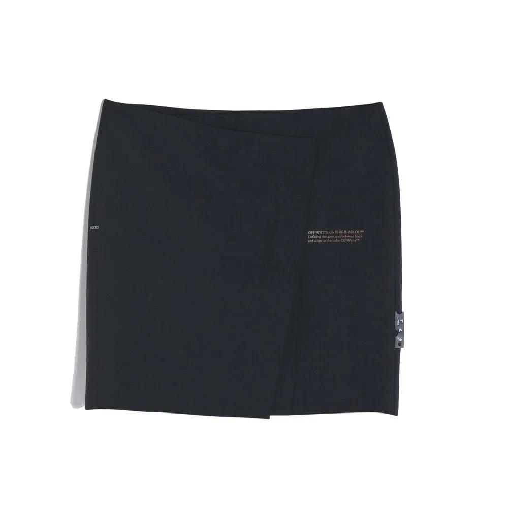 Off-White Women's Chic Asymmetric Mini Skirt with Bold Text Accent