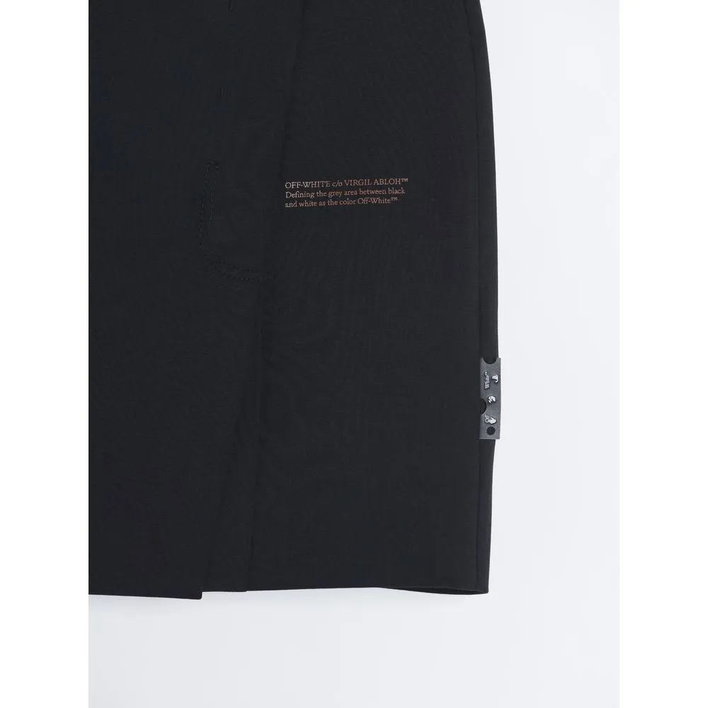 Off-White Women's Chic Asymmetric Mini Skirt with Bold Text Accent