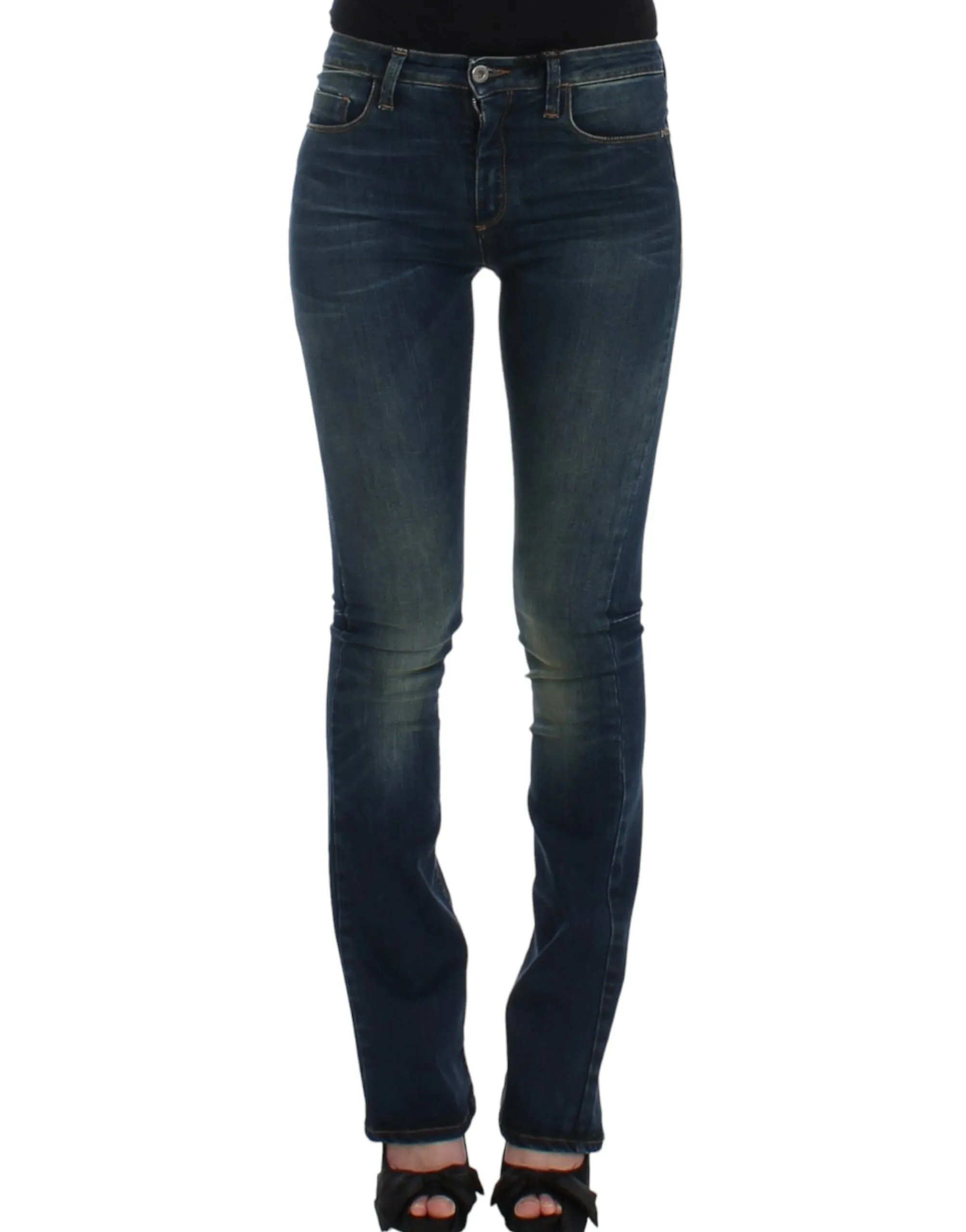 Costume National Women's Chic Blue Straight Leg Designer Jeans