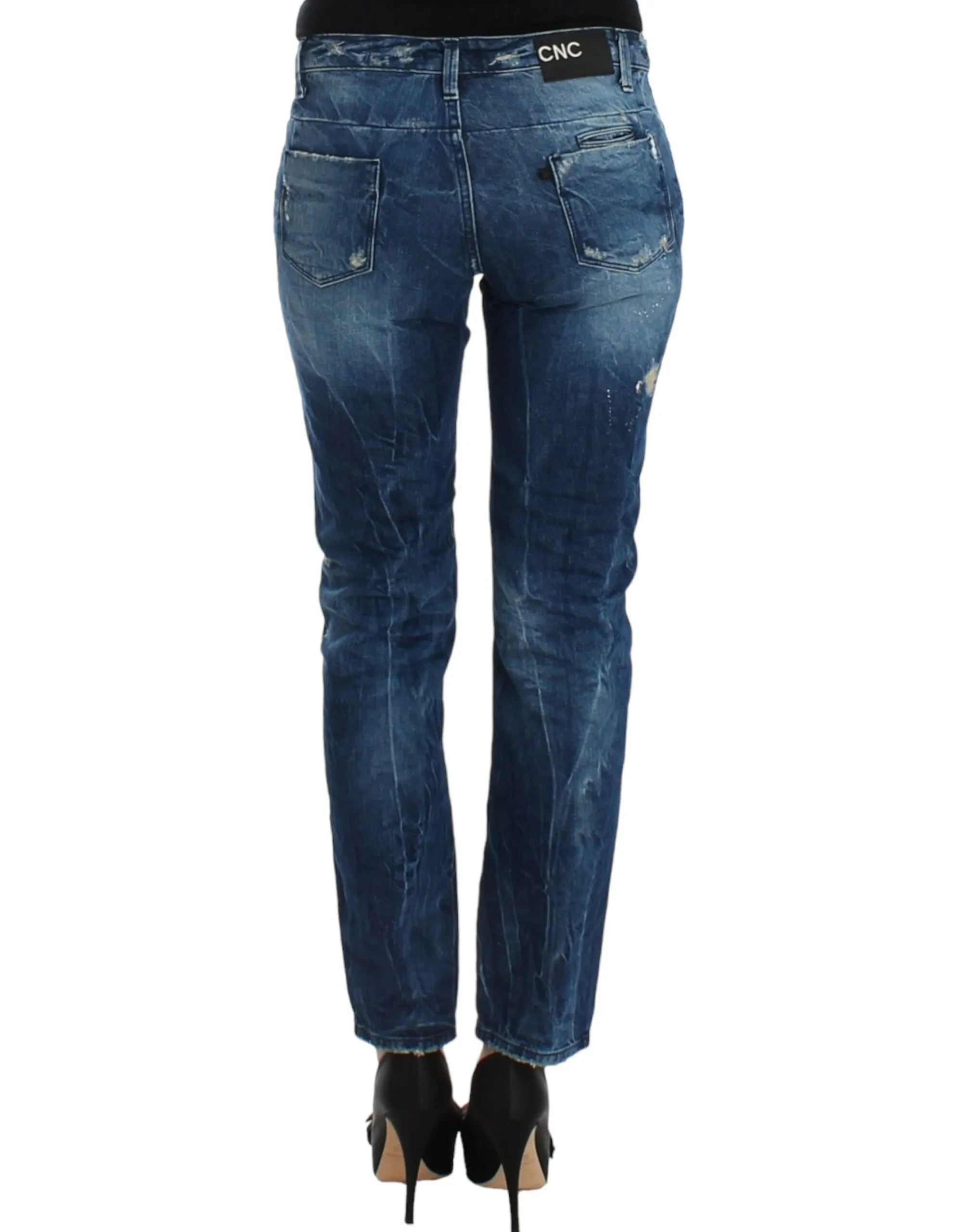 Costume National Women's Chic Distressed Boyfriend Jeans