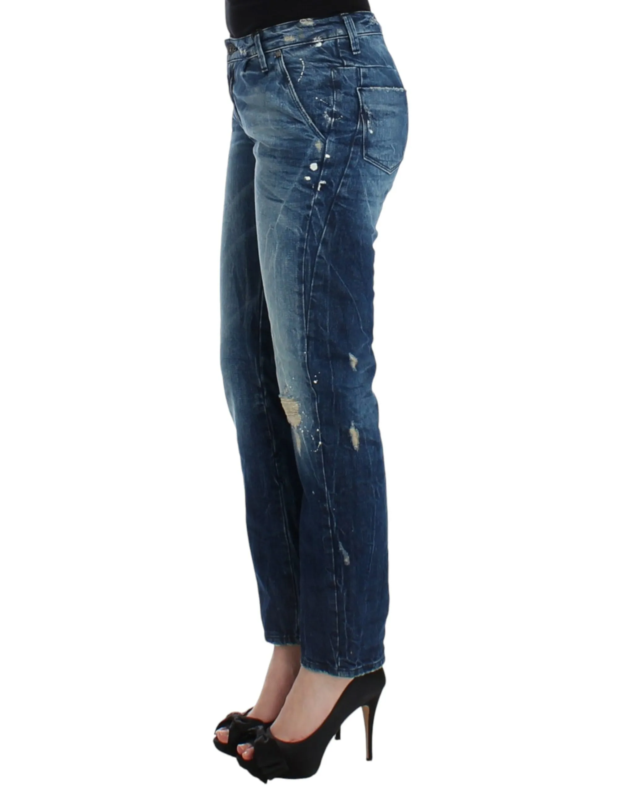Costume National Women's Chic Distressed Boyfriend Jeans