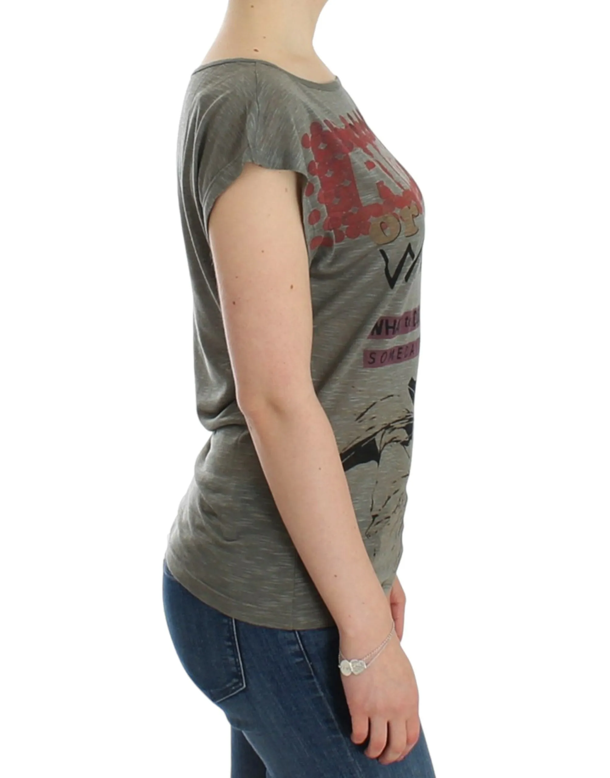 Costume National Women's Chic Capsleeve Multicolor Print Top