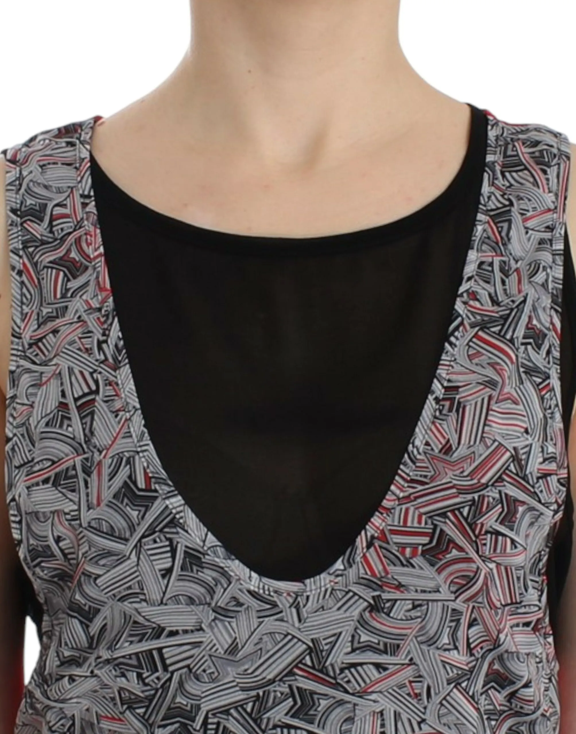 Costume National Women's Elegant Sleeveless Black & Red Top