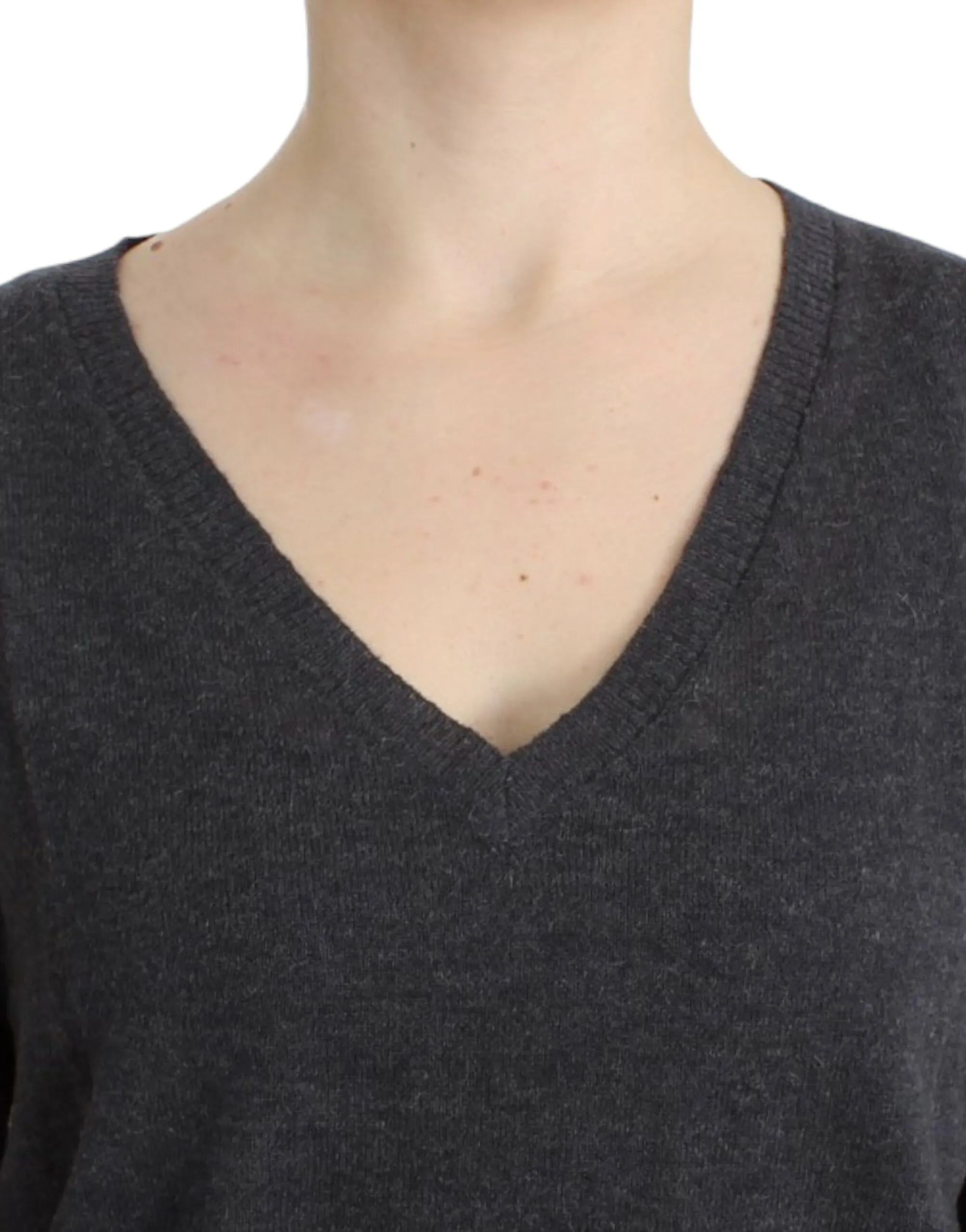 Costume National Women's Chic V-Neck Alpaca Blend Short Sleeve Sweater