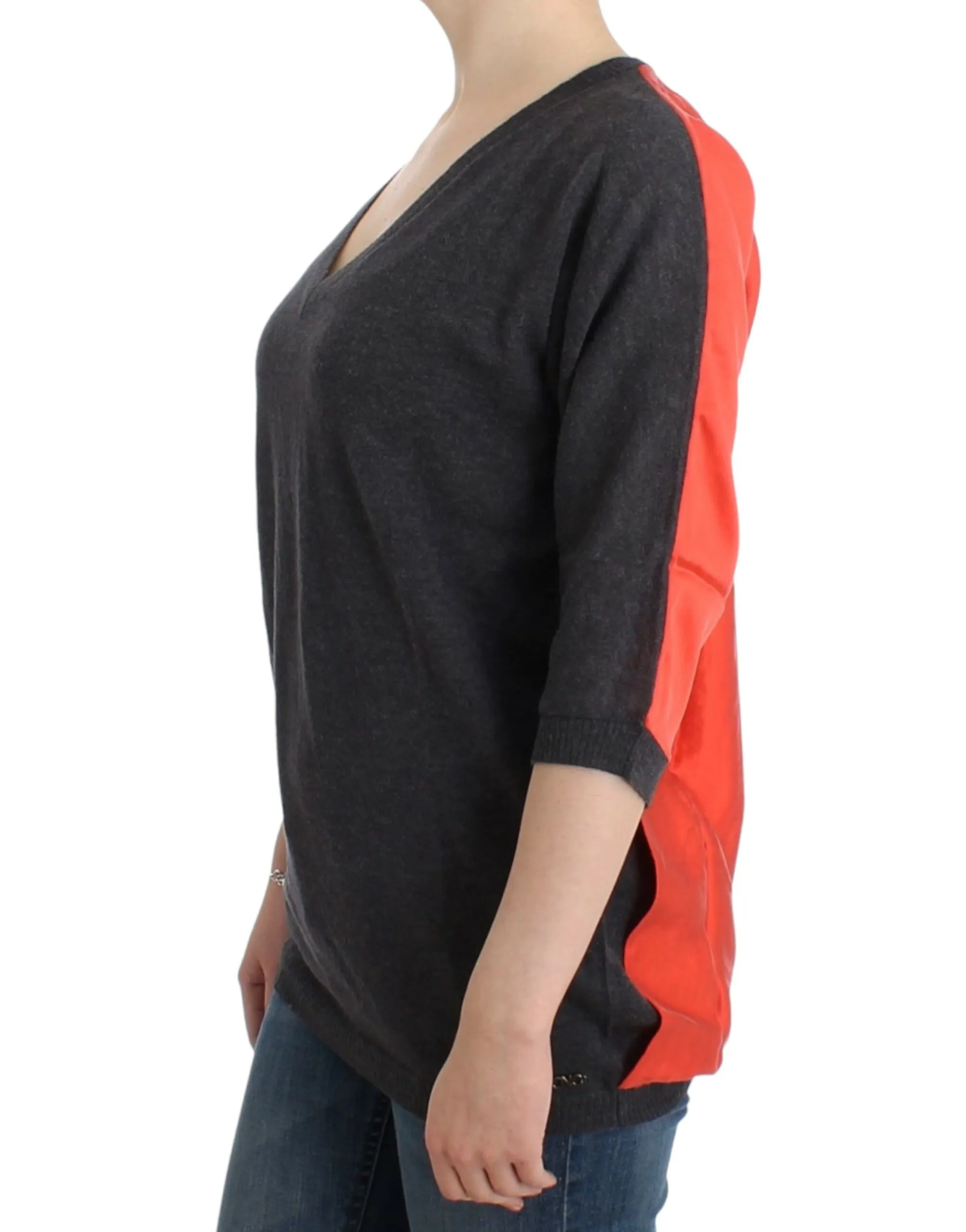 Costume National Women's Chic V-Neck Alpaca Blend Short Sleeve Sweater