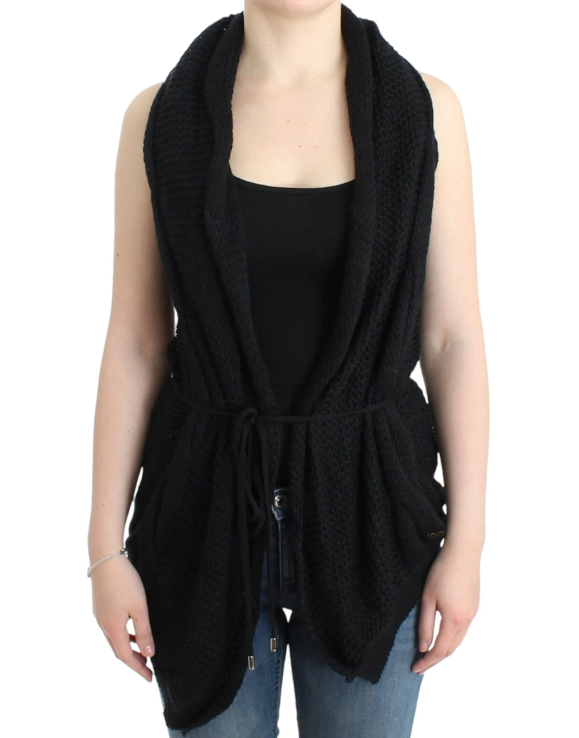 Costume National Women's Chic Sleeveless Knitted Vest Cardigan