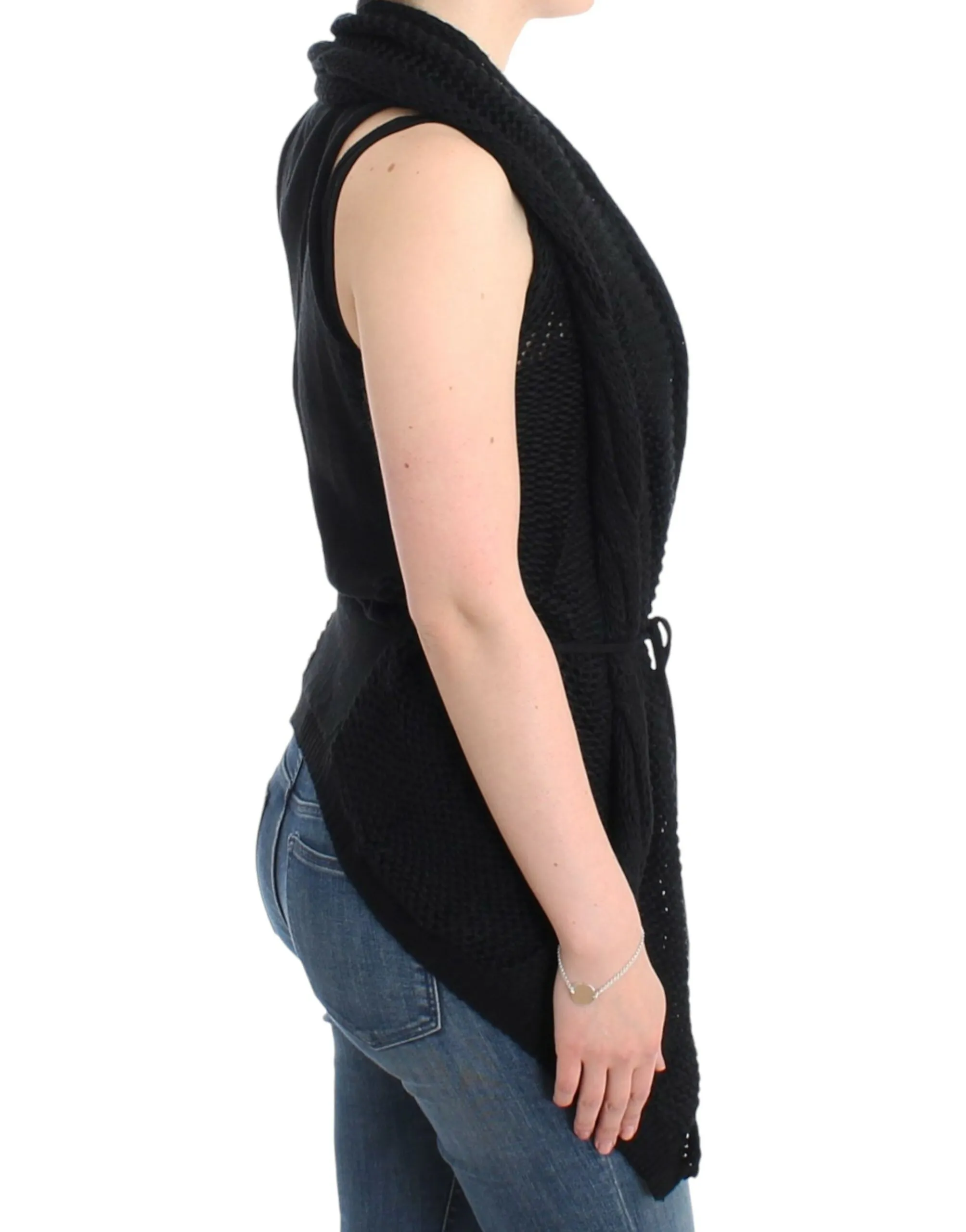 Costume National Women's Chic Sleeveless Knitted Vest Cardigan