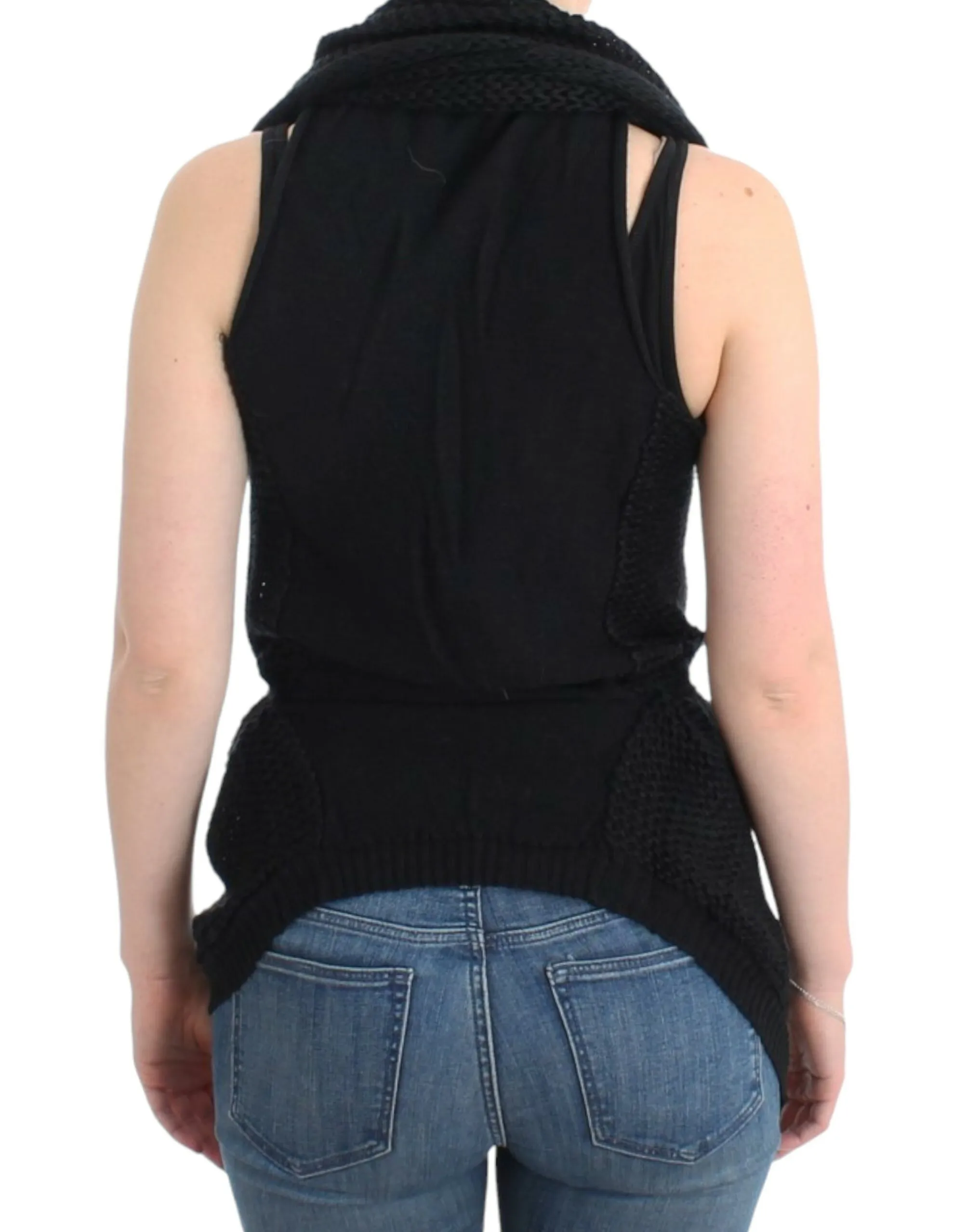 Costume National Women's Chic Sleeveless Knitted Vest Cardigan