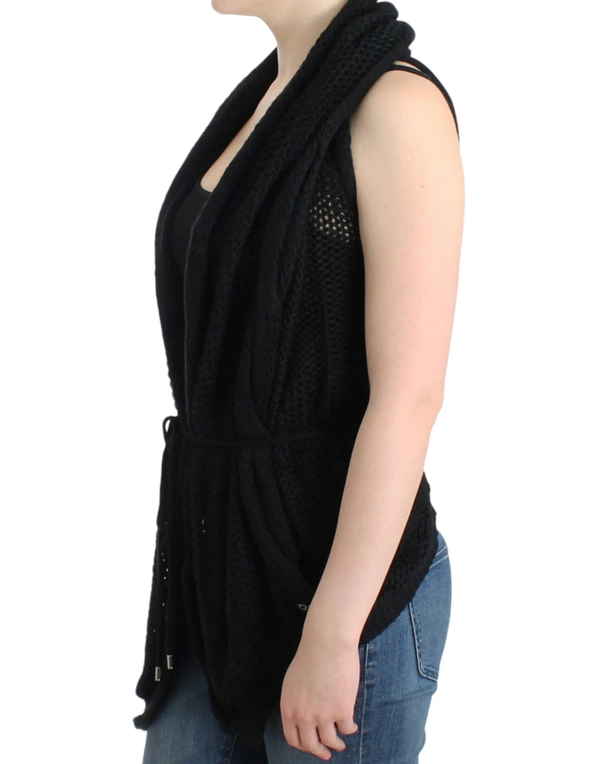 Costume National Women's Chic Sleeveless Knitted Vest Cardigan