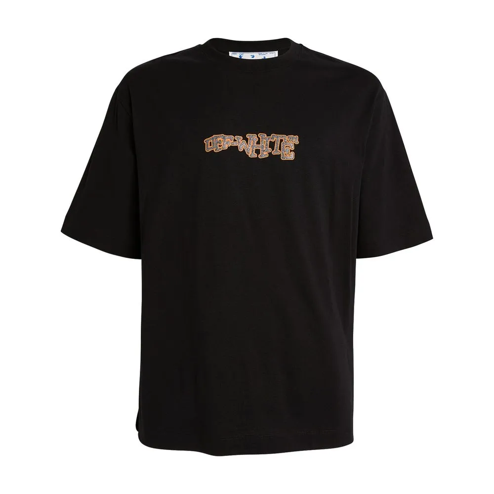 Off-White Men's Off-White Rhinestone Cotton Tee - Black