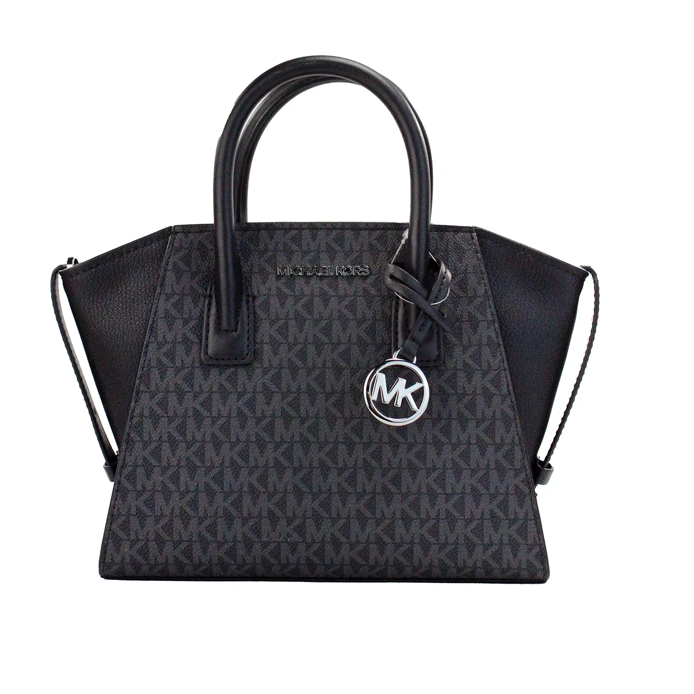 Michael Kors Women's Avril Small Black PVC Leather Top Zip Satchel Crossbody Bag Purse