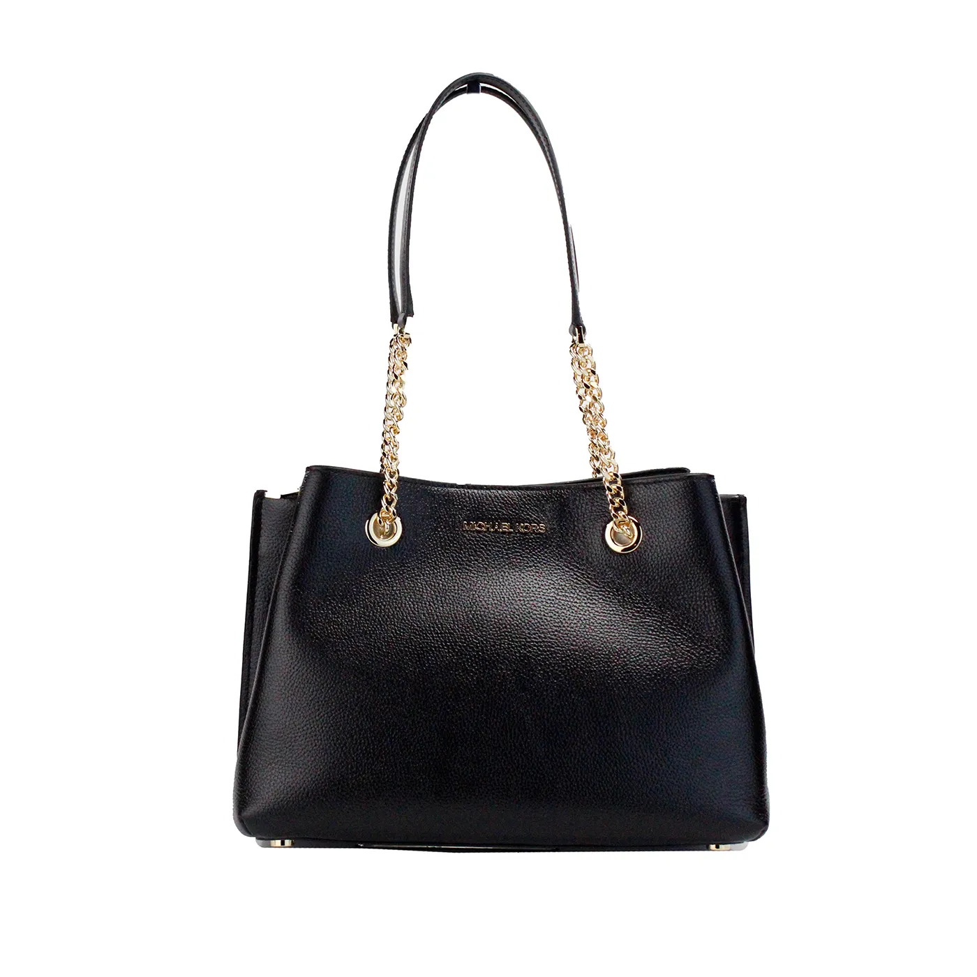 Michael Kors Women's Teagen Large Black Pebbled Leather Long Drop Satchel Bag Purse