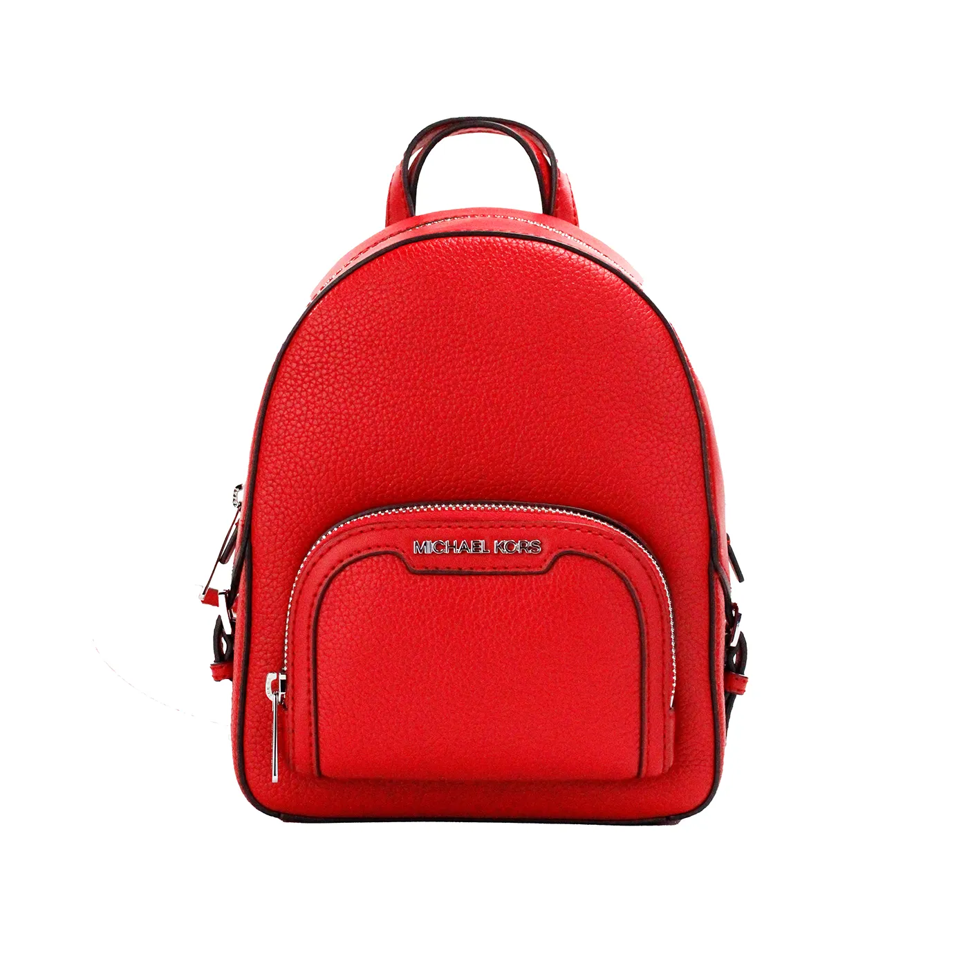 Michael Kors Women's Jaycee Mini XS Bright Red Pebbled Leather Zip Pocket Backpack Bag