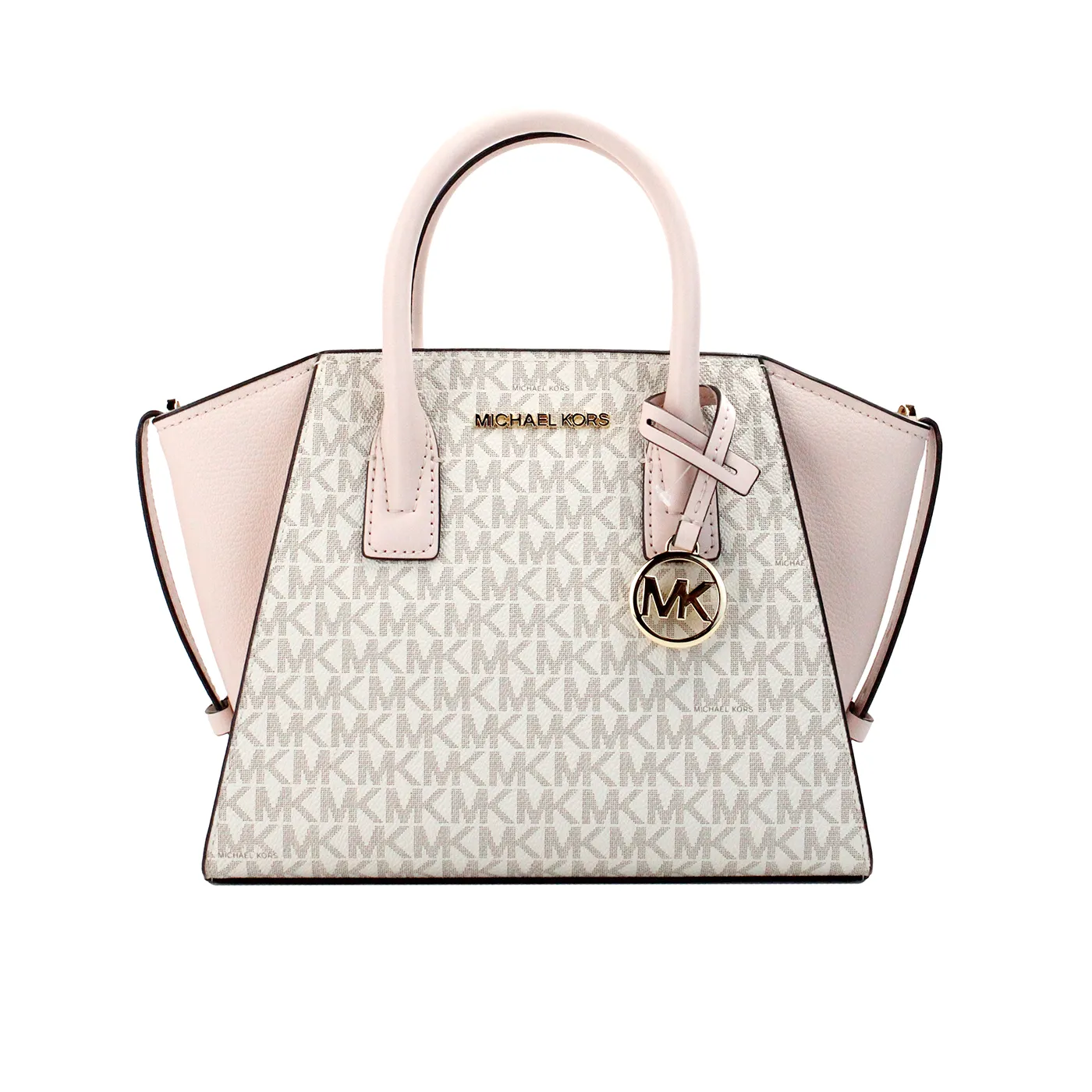 Michael Kors Women's Avril Small Powder Blush PVC Leather Top Zip Satchel Crossbody Bag