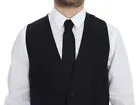 Dolce & Gabbana Men's Elegant Gray Striped Wool Dress Vest