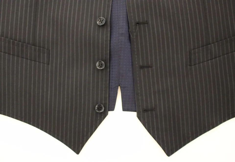 Dolce & Gabbana Men's Elegant Gray Striped Dress Vest