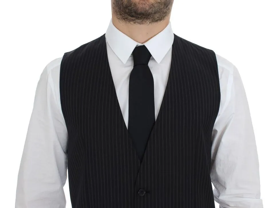 Dolce & Gabbana Men's Elegant Gray Striped Dress Vest