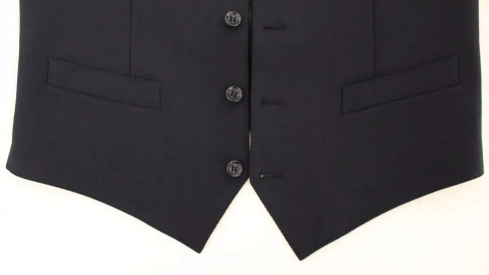 Dolce & Gabbana Men's Elegant Blue Wool Dress Vest