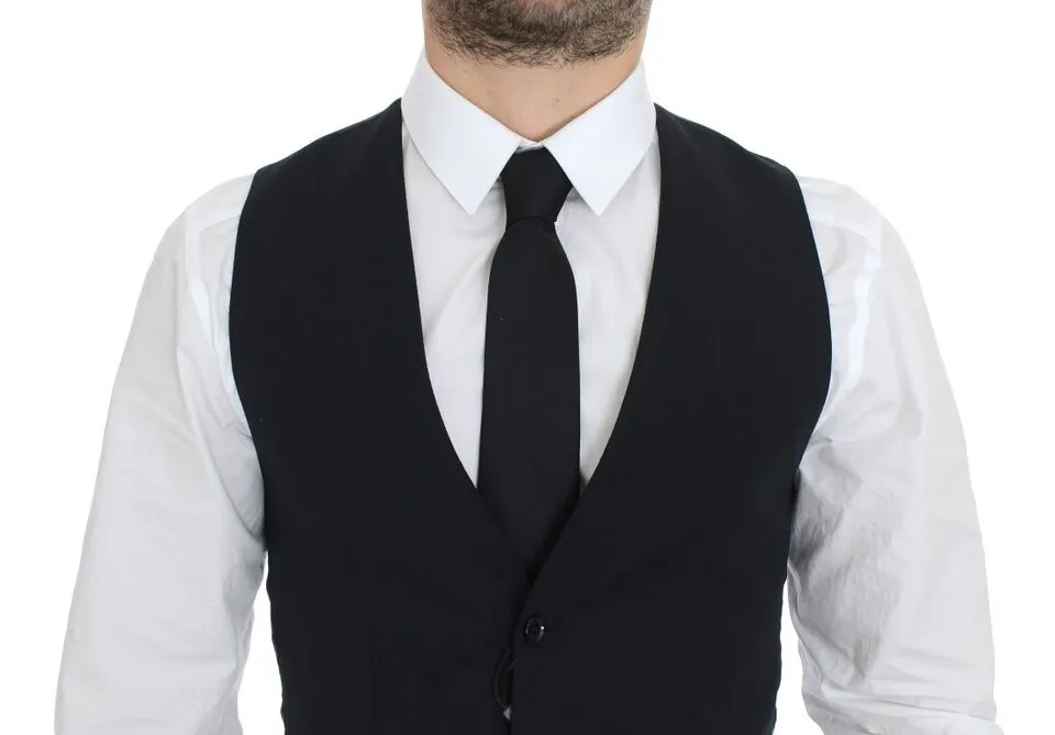Dolce & Gabbana Men's Elegant Blue Wool Dress Vest