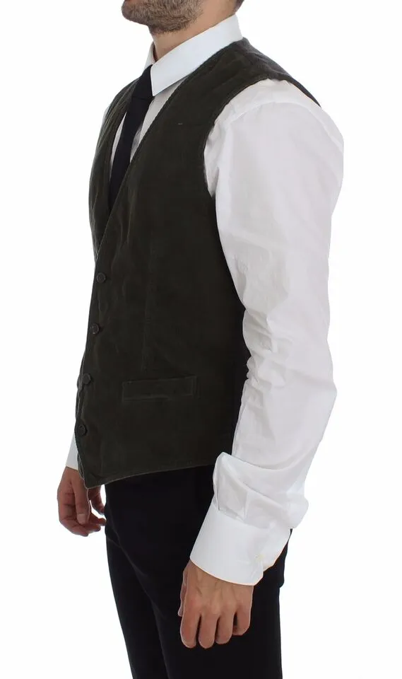 Dolce & Gabbana Men's Elegant Checkered Green Dress Vest