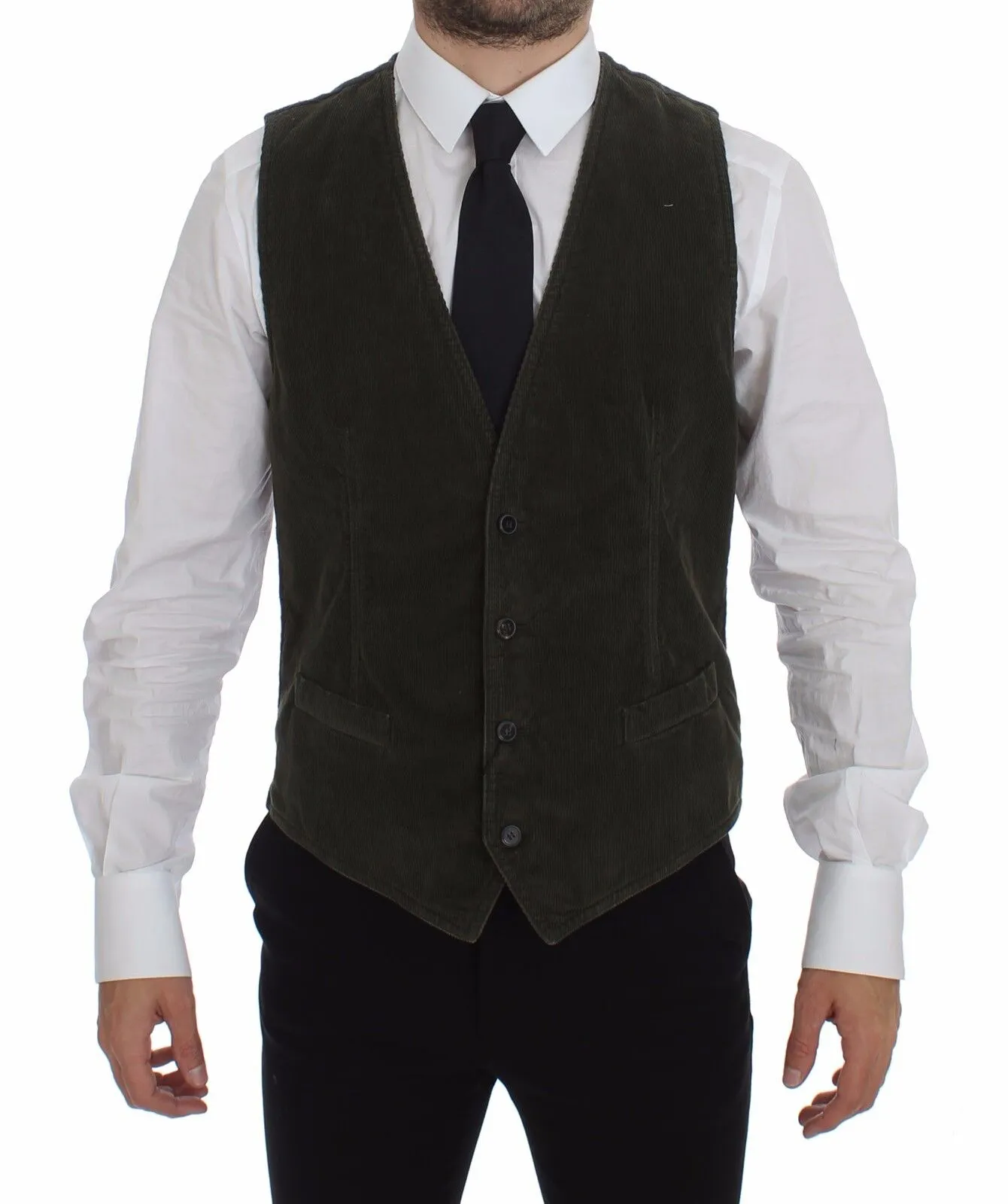 Dolce & Gabbana Men's Elegant Checkered Green Dress Vest