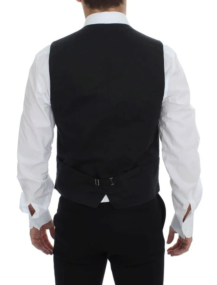 Dolce & Gabbana Men's Elegant Gray Checkered Dress Vest