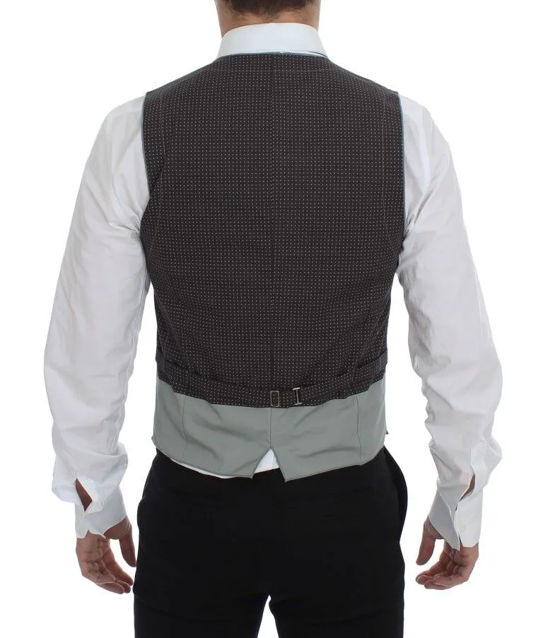 Dolce & Gabbana Men's Elegant Gray Cotton Dress Vest