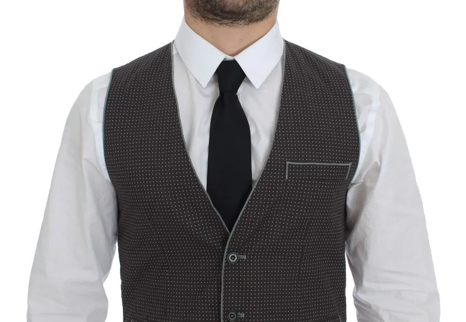 Dolce & Gabbana Men's Elegant Gray Cotton Dress Vest