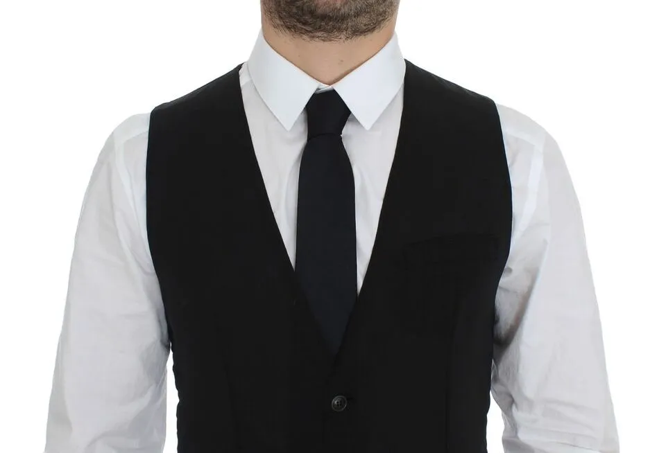 Dolce & Gabbana Men's Elegant Black Wool Dress Vest