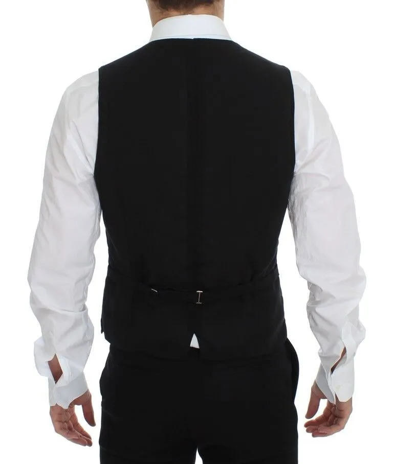 Dolce & Gabbana Men's Elegant Black Wool Dress Vest