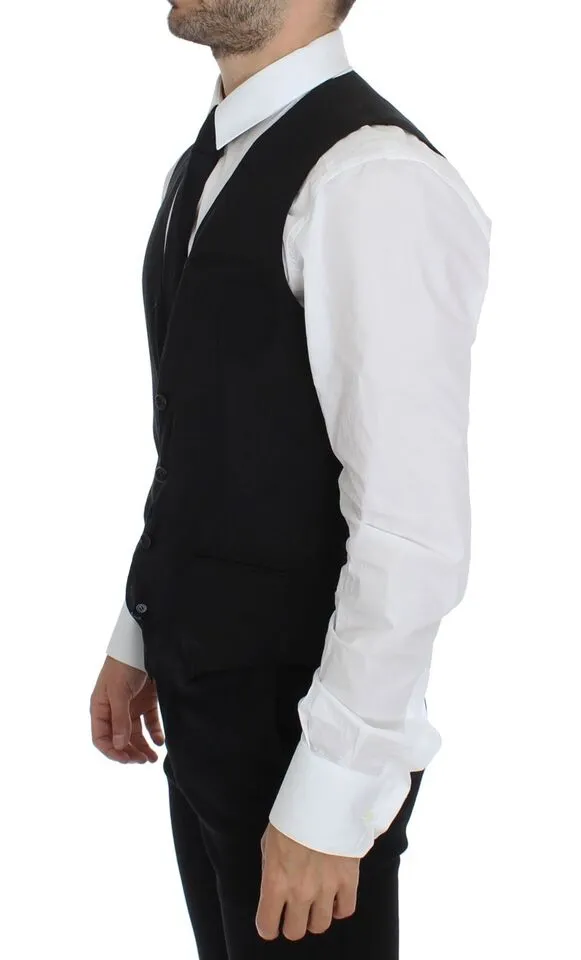 Dolce & Gabbana Men's Elegant Black Wool Dress Vest