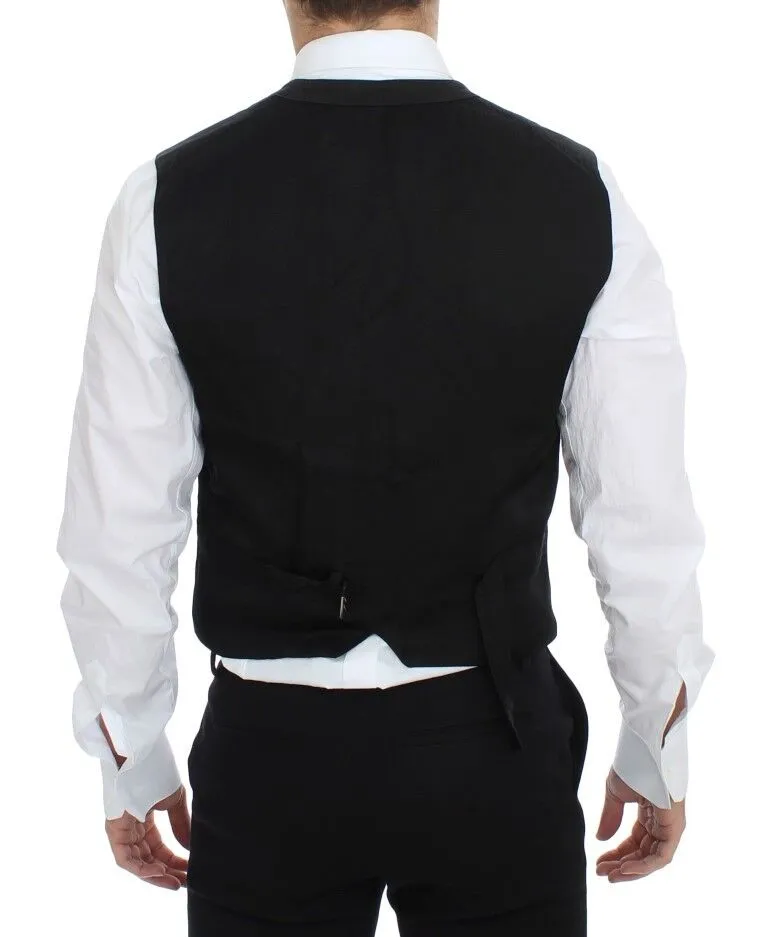 Dolce & Gabbana Men's Elegant Black Cotton Blend Dress Vest