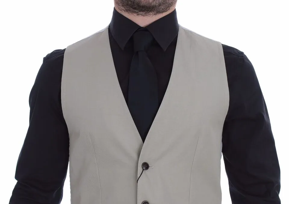Dolce & Gabbana Men's Chic Beige Single Breasted Dress Vest