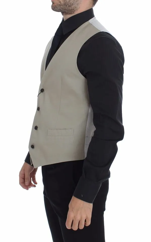 Dolce & Gabbana Men's Chic Beige Single Breasted Dress Vest